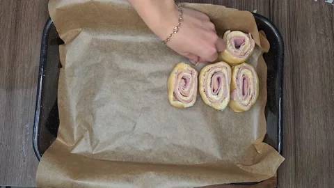 Preparing Ham And Cheese Rolls Video stock 220727329