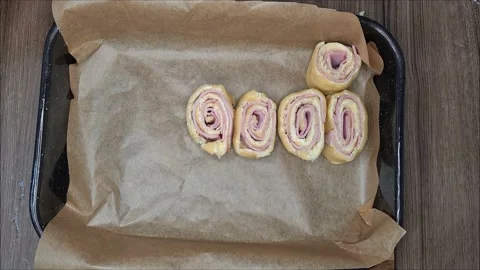 Preparing Ham And Cheese Rolls Video stock 220727337