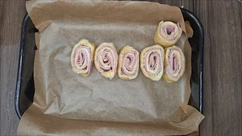 Preparing Ham And Cheese Rolls Video stock 220727340
