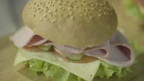 Preparing hamburger for breakfast. 4k 動画素材 143656676