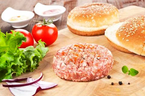 Preparing hamburger. Stock Photos