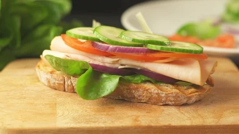 Preparing a healthy sandwich Stock Footage 70455271