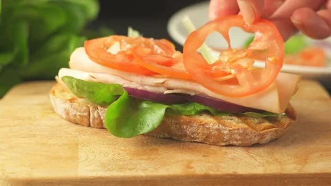 Preparing a healthy sandwich Stock Footage 70455538
