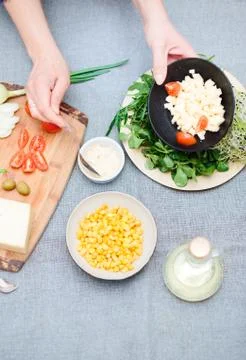 Preparing healthy snacks Stock Photos