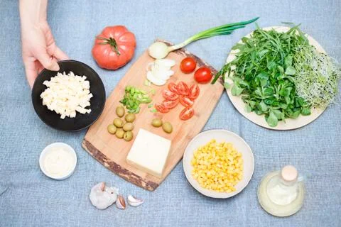 Preparing healthy snacks Stock Photos