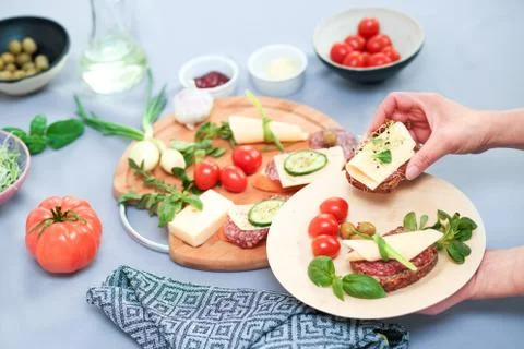 Preparing healthy snacks Stock Photos
