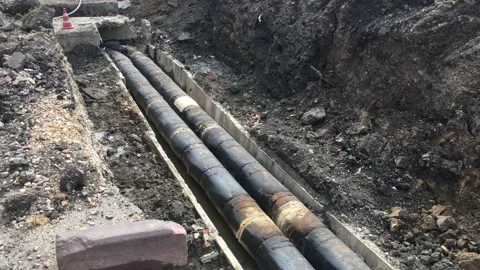 Preparing for the heating season. Replacement of pipes in the heating system. Stock Footage 136818444