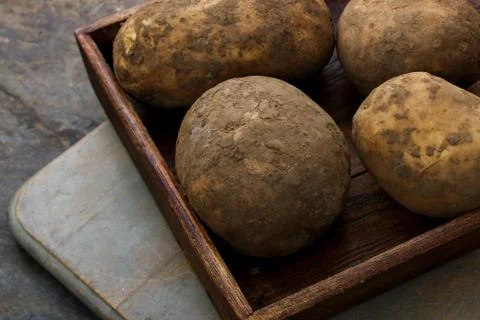 Preparing heritage potatoes Foto stock