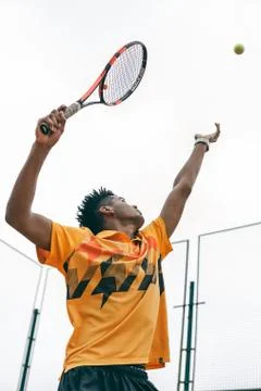 Preparing to his best serve Stock Photos