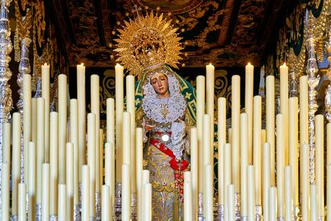 Preparing for holy week processions in Granada Stock Photos