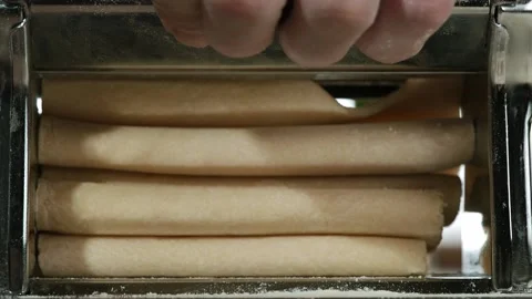 Preparing home made pasta with pasta maker. Stock Footage 150768078