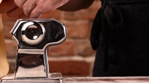 Preparing home made pasta with pasta maker. Stock Footage 150780544