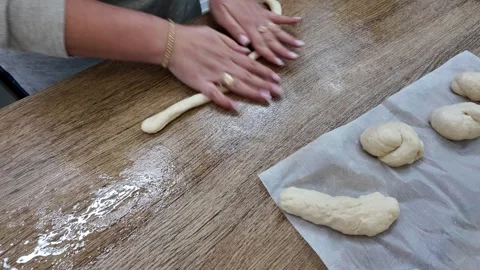 Preparing homemade bread rolls Stock Footage 297288404