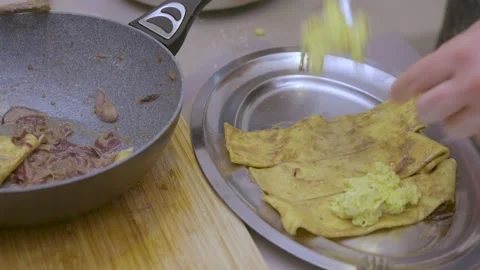 Preparing homemade pasta with cod Stock Footage 145649098