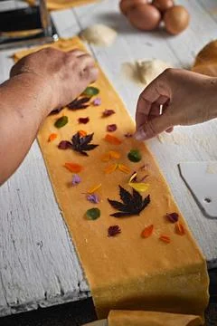 Preparing homemade pasta Stock Photos