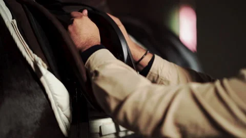 Preparing the horse closeup Stock Footage 219923670