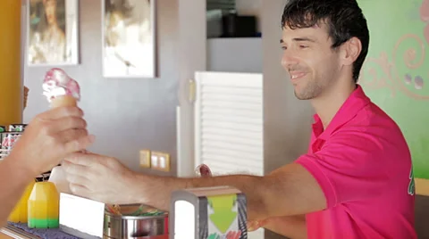 Preparing ice-cream cone Stock Footage 36243971