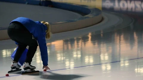 Preparing ice skate track Stock Footage 90082639