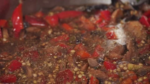 Preparing Indian food - Close up Stock Footage 154002948