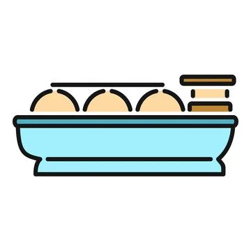 Preparing ingredients in baking dish cooking outline icon Stock Illustration