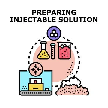 Preparing injectable solution using medical chemical technology Stock Illustration