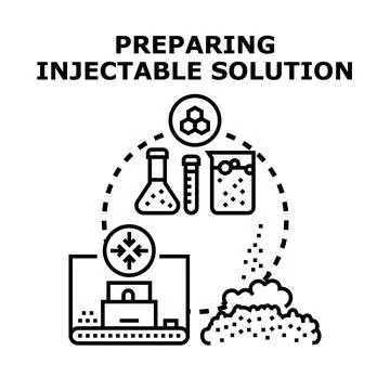 Preparing injectable solution using medical chemical technology Stock Illustration