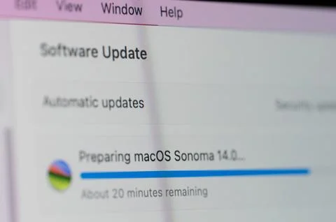 Preparing to install macOS Sonoma 14 Stock Photos
