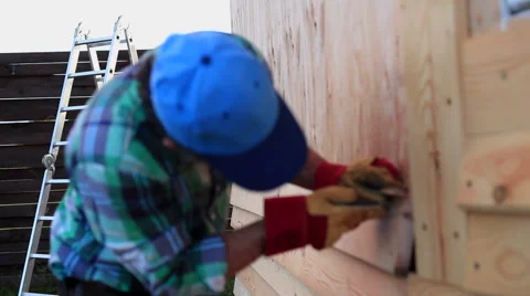Preparing to Install Siding Stock Footage 56636974