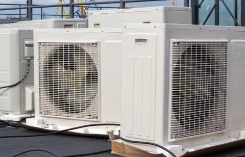 Preparing for the installation of external air conditioning units Stock Photos