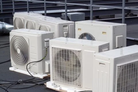 Preparing for the installation of external air conditioning units Stock Photos