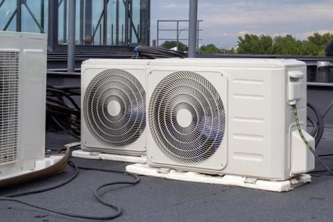 Preparing for the installation of external air conditioning units Stock Photos