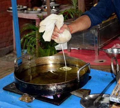 Preparing Jalebis Stock Photos