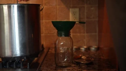 Preparing a jar for canning, USA, October, 2025 Stock Footage 318255341