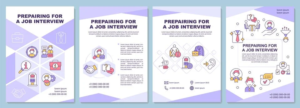 Preparing for job interview brochure template Illustrazione stock