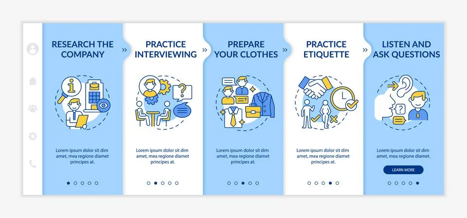 Preparing for job interview onboarding vector template Stock Illustration
