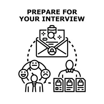 Preparing for job interview process concept illustration Stock Illustration