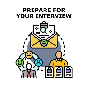 Preparing for job interview process concept illustration Stock Illustration