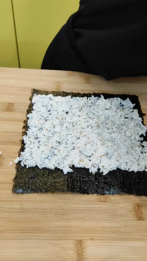 Preparing kimbap rice Stock Footage 256715578