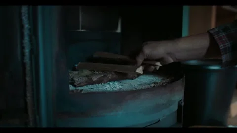 Preparing Kindling in a Home Fireplace to Start a Fire Video stock 342590397