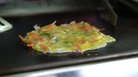 Preparing Korean Omelette Sandwich Stock Footage 265146510