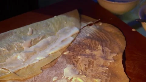 Preparing Layered Crepes Stock Footage 319949861