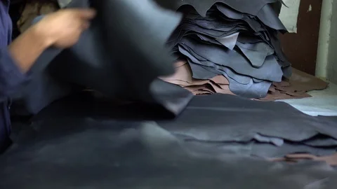 Preparing a leather raw material Stock Footage 107966623