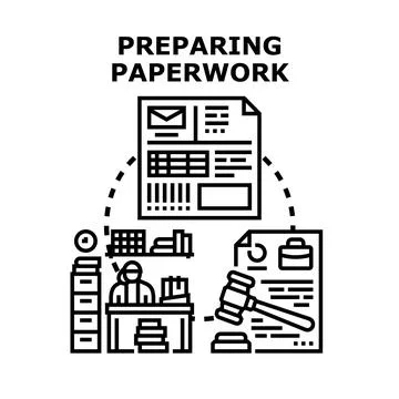 Preparing legal paperwork for official documentation process Stock Illustration