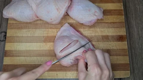 Preparing Legs Chicken For Marinating Stock Footage 166637461