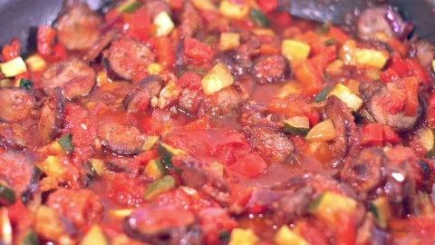 Preparing Letcho (ragout) close up footage Видео 138315736