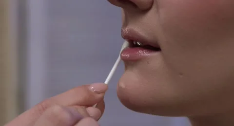 Preparing lips for makeup Stock Footage 149249465