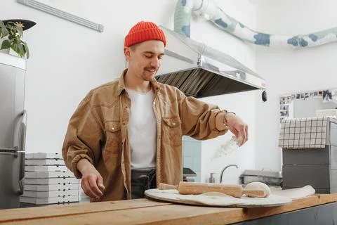Preparing for the make the dough for piada Stockfoto's