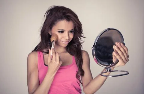 Preparing make-up Stock Photos