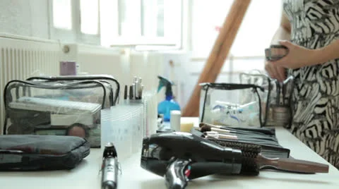Preparing for a Make-Up Session Stock Footage 26764496