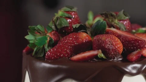 Preparing making chocolate cake with berries. Preparation of holiday cake Stock Footage 111155254